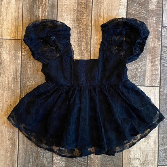 Entro Black Textured Puff Sleeve Blouse 🆕 - Picture 3 of 12